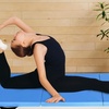 image:imageBalanceFrom 6x2 Feet 3Panel Folding Gymnastics Mat  2Inch Thick Pad with Vinyl Surface and Carrying Handles for Tumbling Yoga Pilates Home Workouts and Martial ArtsBlue