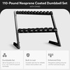 image:imageBalanceFrom Neoprene Coated Iron Dumbbell Hex Weights Set with Stand  ColorCoded or Black Options with NonSlip Grip for Strength Training Resistance Workouts and Home Gym Fitness110lb Set