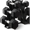 image:imageBalanceFrom Premium Rubber Encased Hex Dumbbell Sets 46LBS Set 60LBS Set 100LBS Set3Pair Set with ARack 60 lbs