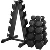 image:imageBalanceFrom Premium Rubber Encased Hex Dumbbell Sets 46LBS Set 60LBS Set 100LBS Set5Pair Set with ARack 150 lbs