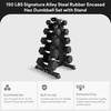 image:imageBalanceFrom Premium Rubber Encased Hex Dumbbell Sets 46LBS Set 60LBS Set 100LBS Set5Pair Set with ARack 150 lbs