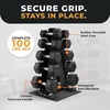 image:imageBalanceFrom Rubber Coated Hex Dumbbell Weight Set with Storage Rack 100LB or 150LB or 200LB Set 520 lbs or 525 lbs or 1030 lbs PairsMatte Black