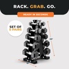 image:imageBalanceFrom Rubber Coated Hex Dumbbell Weight Set with Storage Rack 100LB or 150LB or 200LB Set 520 lbs or 525 lbs or 1030 lbs PairsMatte Black