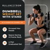 image:imageBalanceFrom Rubber Coated Hex Dumbbell Weight Set with Storage Rack 100LB or 150LB or 200LB Set 520 lbs or 525 lbs or 1030 lbs PairsMatte Black
