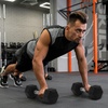 image:imageSignature Fitness Rubber Encased Hex Dumbbells with Optional Rack 10 15 20LB Pairs and 5 10 and 15 Pairs Weight Sets for Home GymBlack