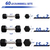 image:imageSignature Fitness Rubber Encased Hex Dumbbells with Optional Rack 10 15 20LB Pairs and 5 10 and 15 Pairs Weight Sets for Home GymBlack