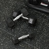 image:imageSignature Fitness Rubber Encased Hex Dumbbells with Optional Rack 10 15 20LB Pairs and 5 10 and 15 Pairs Weight Sets for Home GymBlack