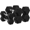 image:imageSignature Fitness Rubber Encased Hex Dumbbells with Optional Rack 10 15 20LB Pairs and 5 10 and 15 Pairs Weight Sets for Home GymBlack