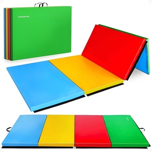 image:imageBalanceFrom 10x4 Feet 4Panel Folding Gymnastics Mat  2Inch Thick Pad with Vinyl Surface and Carrying Handles for Tumbling Yoga Pilates Home Workouts and Martial ArtsMultiColor