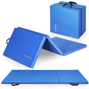 image:imageBalanceFrom 6x2 Feet 3Panel Folding Gymnastics Mat  2Inch Thick Pad with Vinyl Surface and Carrying Handles for Tumbling Yoga Pilates Home Workouts and Martial ArtsBlue