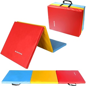 image:imageBalanceFrom 6x2 Feet 3Panel Folding Gymnastics Mat  2Inch Thick Pad with Vinyl Surface and Carrying Handles for Tumbling Yoga Pilates Home Workouts and Martial ArtsMultiColor