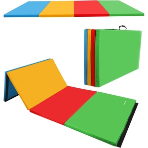 image:imageBalanceFrom 6x4 Feet 4Panel Folding Gymnastics Mat  2Inch Thick Pad with Vinyl Surface and Carrying Handles for Tumbling Yoga Pilates Home Workouts and Martial ArtsMultiColor