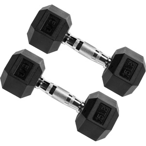 image:imageSignature Fitness Rubber Coated Hex Dumbbells Hand Weights for Exercises and Fitness Home Gym 550 lbs Pairs15 lbs Pair